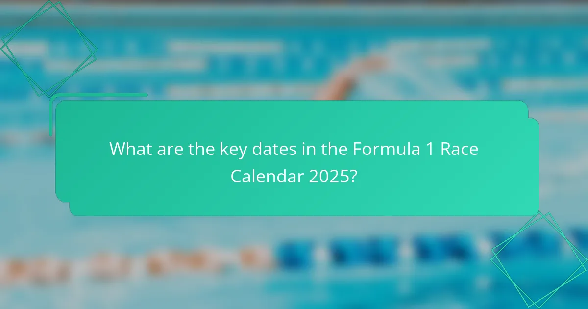 What are the key dates in the Formula 1 Race Calendar 2025?